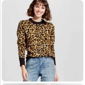 Who What Wear Target Brand Cheetah Leopard Print Sweater Size Large